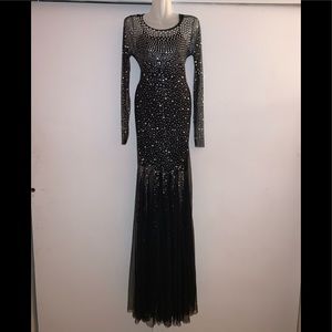 Mermaid fitted mesh black sequined dress